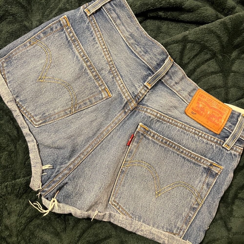 Levi's Light Blue Denim Cutoff Shorts with Raw Hem